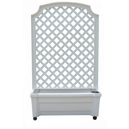 Exaco Self-Watering Planter with Trellis 1.416 White